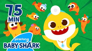 Five Little Sharks Jumping on the Bed  Compilation  Best Nursery Rhymes  Baby Shark Official [upl. by Ecyoj321]