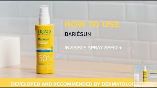 Uriage Bariesun Invisible spray SPF50  How to use [upl. by Akeylah]