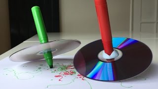 Fun Spinning Top Art Project For Kids With Marker And CD [upl. by Nilo]