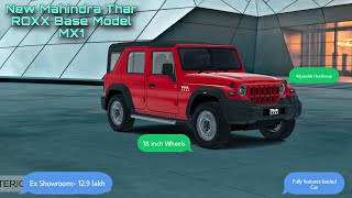 Mahindra Thar ROXX MX1 Base Model Variant Base Model fully DetailsSpecs amp features Pricing [upl. by Kaz]