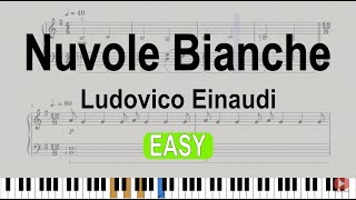 Nuvole Bianchi Easy piano tutorial FREE SHEET MUSIC [upl. by Nelad]