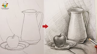 Still Life Drawing Easy Step By Step with Pencil Shading for Beginners [upl. by Akemit283]