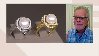 Honora Cubic Zirconia Cultured Pearl Polished Ring Sterling on QVC [upl. by Helga]