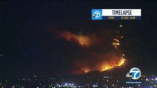 Time lapse shows fastmoving Saddleridge Fire burning hillside in Porter Ranch area  ABC7 [upl. by Iaka]