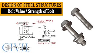 How to Calculate Bolt ValueStrength of Bolt  Bolted Connection  Design of Steel Structures [upl. by Nevuer163]