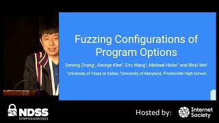 NDSS 2022 Fuzzing  Fuzzing Configurations of Program Options [upl. by Bultman]