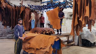 Wonderful Making Process of Pure Leather from Salted Cow Hides  How Skin Leather Made [upl. by Akihsay]