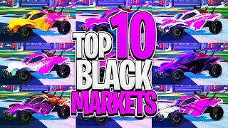 TOP 10 BLACK MARKET DECALS On Rocket League [upl. by Ahsekal559]