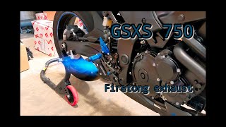 GSX S 750 Firetong exhaust spitting flames [upl. by Ecnahoy]