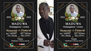 Memorial Service of Maduwa Nndanganeni Lecton [upl. by Naihtniroc911]