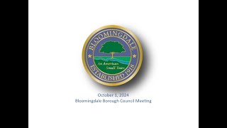 Bloomingdale Borough Council Meeting  October 1 2024 [upl. by Nhoj]