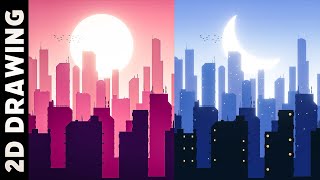 How to EASILY Draw 2D Cityscapes in Photoshop ep 07 [upl. by Ahsoek]