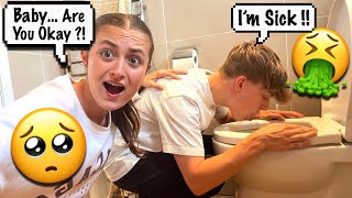 Getting Sick and ‘Throwing Up’ Prank CUTE Reaction From GF [upl. by Mcconaghy]