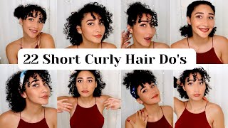 22 Short Curly Hair Dos with and without Bangs Curly HairStyle Tutorial any curly girl can do [upl. by Tini]