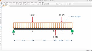 SAP 2000  Analisa Struktur Batang Sederhana Beban Merata dan Beban Terpusat [upl. by Nojid]