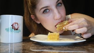 ASMR Eating Raw HoneyComb  Sticky Satisfying Mouth Sounds [upl. by Riti]