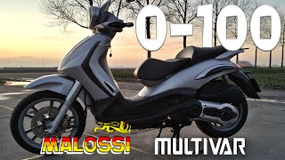 Piaggio Beverly 500 acceleration 0100  MALOSSI MULTIVAR  JMP PERFORMANCE TEST [upl. by Yarb]