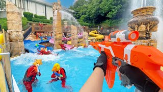 Nerf War  Water Park amp SPA Battle 24 Nerf First Person Shooter [upl. by Ahsercal]