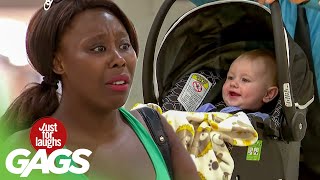 Baby in a Car Seat Gets Thrown Around Prank [upl. by Ahsit]