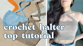 Easy Crochet Halter Top Tutorial  Beginner Friendly [upl. by Lanta]