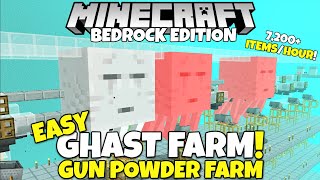 Minecraft Bedrock FAST Ghast Farm Tutorial 4400 GunpowderHour MCPE Xbox Ps4 PC Switch [upl. by Sethi]