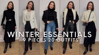 HOW TO STYLE WINTER ESSENTIALS  9 PIECES 20 OUTFITS [upl. by Sephira]