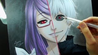 Speed Drawing  Kamishiro Rize\Kaneki Ken Tokyo Ghoul [upl. by Hueston]