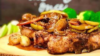 Pork Chops with Caramelized Apples amp Onions [upl. by Arraeit]