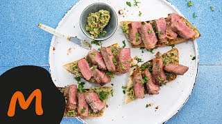 Entrecôte sur baguette croustillante – Recette Migusto [upl. by Nalyr]