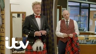 Gordon Gino and Fred Road Trip  Getting Kitted Out in Kilts  ITV [upl. by Nanek]