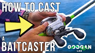 HOW TO CAST a BAITCASTER  BAITCASTING REEL SETUP [upl. by Olnee]