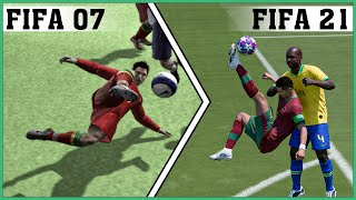 CRISTIANO RONALDO bicycle kick evolution FIFA 07  FIFA 21 [upl. by Lyndel]