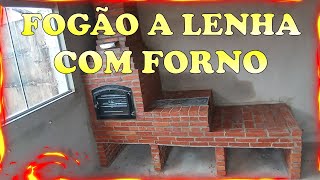 FOGÃO A LENHA COM FORNO FEITO NO TIJOLINHO [upl. by Aleik]