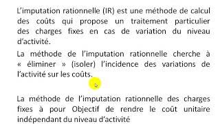 Comptabilité Analytique S3 partie 27 quot Imputation rationnelle des charges fixes EP1 quot [upl. by Clausen]