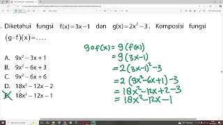 Diketahui fungsi fx3x1 dan gx2x23 Komposisi fungsi gof x [upl. by Sykleb329]