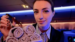 ASMR  Luxury International Flight Attendant Experience  Overnight Flight [upl. by Imugem]