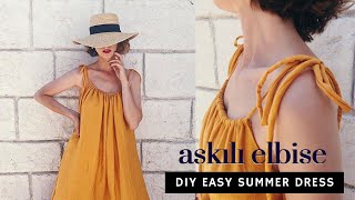 YENİ BAŞLAYANLARA Kolay İp Askılı Maksi Elbise Dikimi  Easy Maxi Dress Sewing [upl. by Alol]