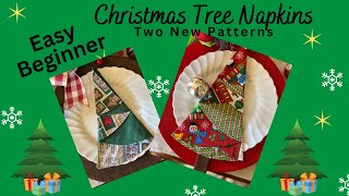 ADORABLE EASY DIY Folded CHRISTMAS TREE NAPKIN Tutorial perfect project for beginner [upl. by Nofpets964]