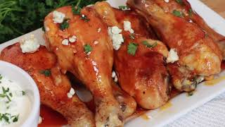 Easy Buffalo Chicken Drumsticks Recipe  The Carefree Kitchen [upl. by Menken]