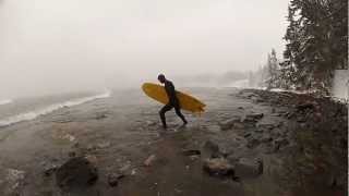 Winter Surfing on Lake Superior During Leap Year Blizzard of 2012 [upl. by Barger]