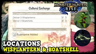 Wisplantern amp Boatshell Locations in Monster Hunter Rise Cultural Exchange Request [upl. by Eliak]