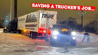 RAM TRX Tries to Save FULLY LOADED 80000lb Semi Truck in a Ditch PA SNOW STORM 2024 [upl. by Eidnam]