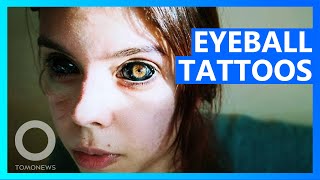 Woman goes blind after eyeballs tattooed black  TomoNews [upl. by Annetta433]