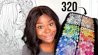 Using ALL 320 MARKERS on a SINGLE COLORING PAGE [upl. by Aehtna152]