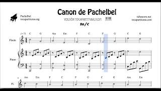 Pachelbel Canon in C Easy Sheet Music for Flute and Piano Duet [upl. by Tremain]