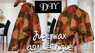 DIY COMMENT COUDRE UNE JUPE WAX ASYMETRIQUE  SANS PATRON AVEC POCHES ET FERMETURE 13 [upl. by Euqinom]