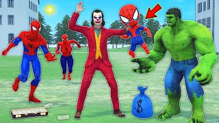 team spider man vs bad guy joker ► Joker kidnaps kid Spiderman to Hulk  funny horror animation [upl. by Farrell389]