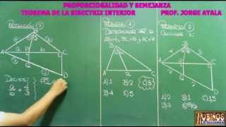 EL TEOREMA DE LA BISECTRIZ INTERIOR EN PROPORCIONALIDAD  EJERCICIOS RESUELTOS [upl. by Munro]