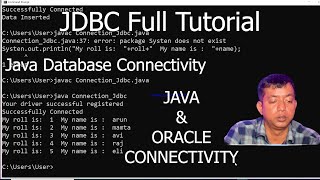 Java JDBC Program  Java Database Connectivity with Oracle  Java with Oracle Connection Steps [upl. by Stiles35]