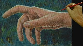 How to Paint Realistic Hand in Acrylic [upl. by Taddeusz]